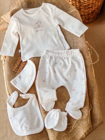 Бавовняний комплект з 5 одиниць, серія Love Time Caramell