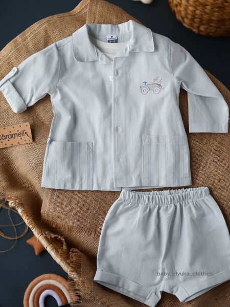 Костюм рубашка+футболка+шорти, серія New Linen TKE2439 фото Костюм рубашка+футболка+шорти, серія New Linen Caramell
