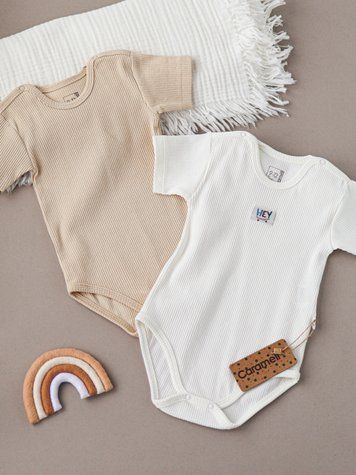 Комплект з 2 боді в рубчик, серія Basic Caramell