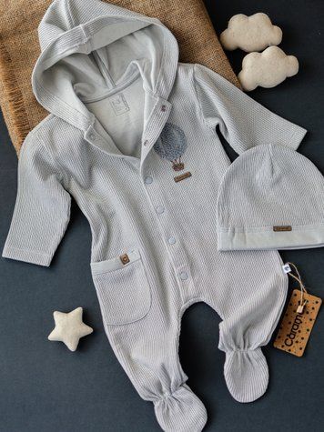 В'язаний комбінезон з капюшоном, на підкладці, серія Soft Style Boy Caramell