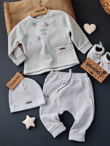 В'язаний бавовняний костюм на підкладці, серія Soft Style Boy Caramell