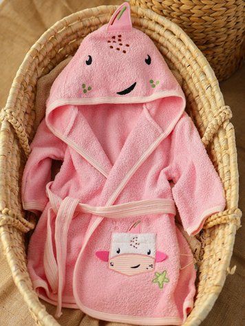Махровий халат з капюшоном, рожевий Ankibaby