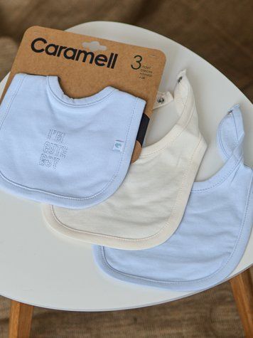 Комплект з 3 бавовняних слинявчиків на кнопочках, серія Cute Boy Caramell