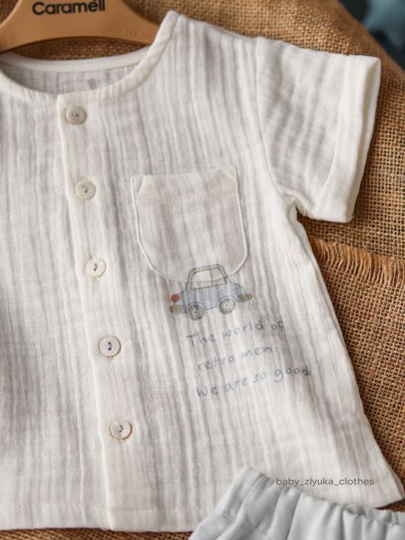 Костюм муслінова сорочка + бавовняні шорти, серія New Linen Caramell