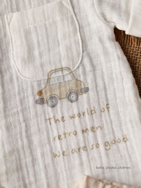 Костюм муслінова сорочка + бавовняні шорти, серія New Linen Caramell