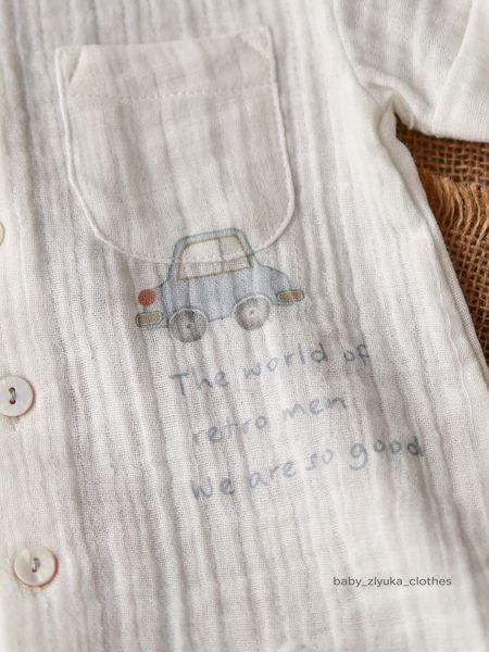 Костюм муслінова сорочка + бавовняні шорти, серія New Linen Caramell