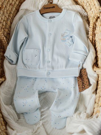 Бавовняний костюм в рубчик курточка + повзунки/штани, серія Teddy Bear Caramell