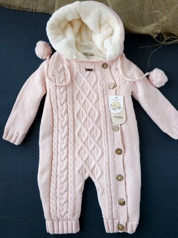 Теплий в'язаний комбінезон з капюшоном для дівчат Baby Mio