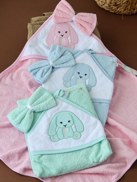 Махровий рушник-куточок з рукавицею, зайка Ankibaby