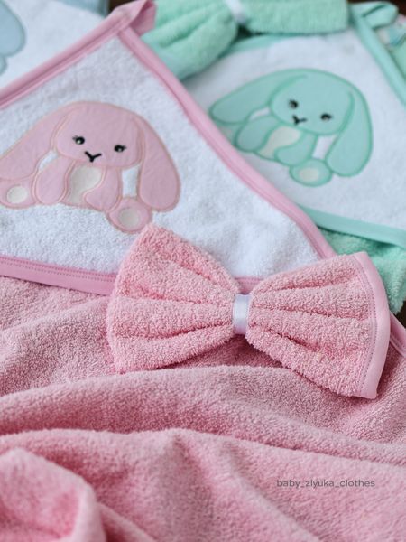 Махровий рушник-куточок з рукавицею, зайка Ankibaby