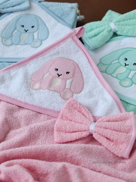 Махровий рушник-куточок з рукавицею, зайка Ankibaby